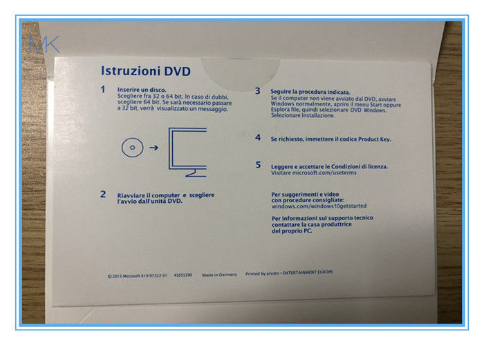 Win 10 Pro DVD + Key 64 بیتی DSP OEI 1pk OEM ایتالیایی MS Windows Professional Code